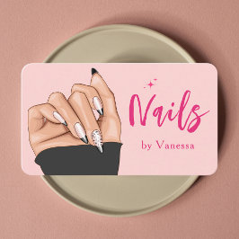Tarjeta de presentación de Rubor Pink Nail Artista
