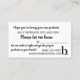 Tarjeta de presentación de seguimiento