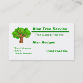 Tarjeta de presentación de servicios de árbol