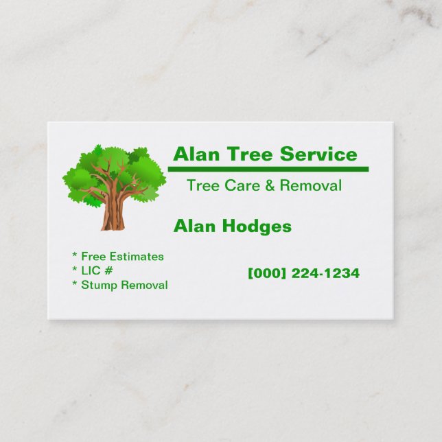 Tarjeta de presentación de servicios de árbol (Anverso)