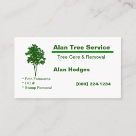 Tarjeta de presentación de servicios de árbol