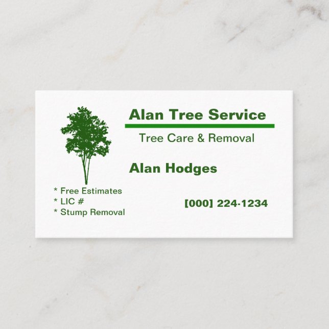 Tarjeta de presentación de servicios de árbol (Anverso)
