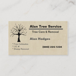 Tarjeta de presentación de servicios de árbol