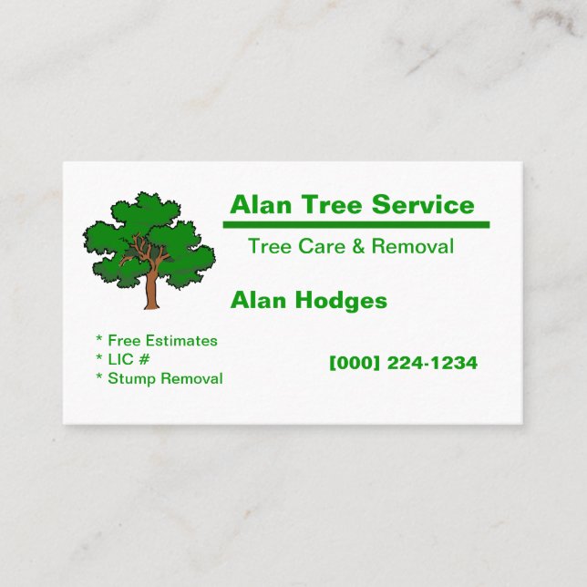 Tarjeta de presentación de servicios de árbol (Anverso)