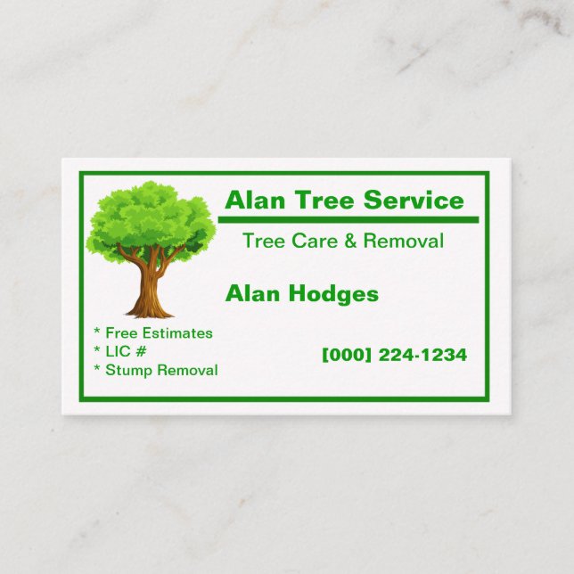 Tarjeta de presentación de servicios de árbol (Anverso)