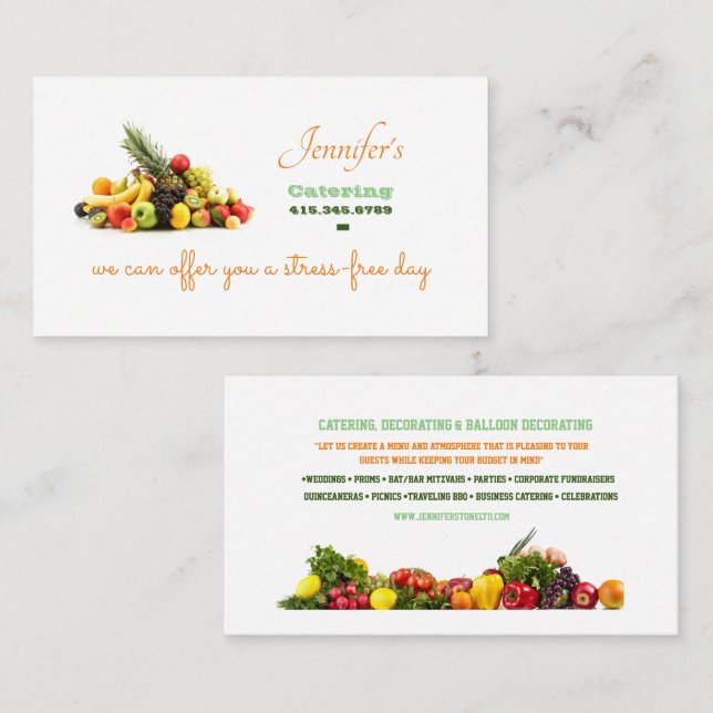 Tarjeta de presentación de servicios de restauraci (Anverso / Reverso)