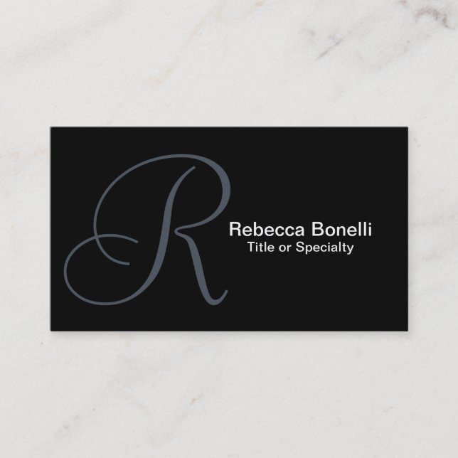Tarjeta de presentación de Slate Gray Monogram Con (Anverso)