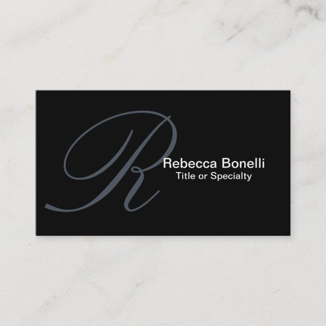 Tarjeta de presentación de Slate Gray Monogram Con (Anverso)