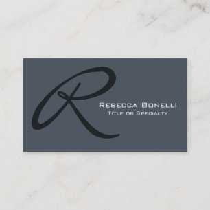 Tarjeta de presentación de Slate Gray Monogram Con