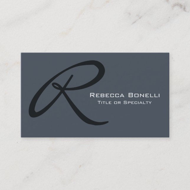 Tarjeta de presentación de Slate Gray Monogram Con (Anverso)