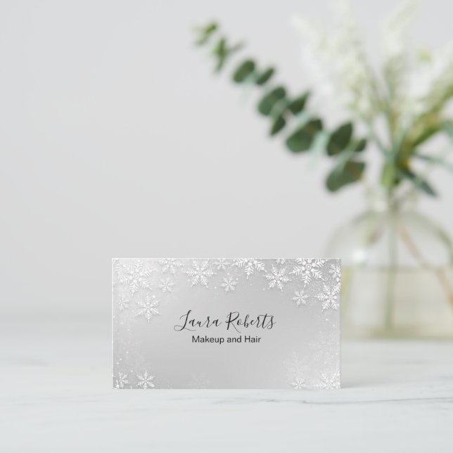 Tarjeta de presentación de Snowflakes para inviern (Anverso de pie)