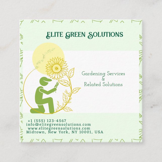 Tarjeta de presentación de soluciones de jardinerí (Anverso)