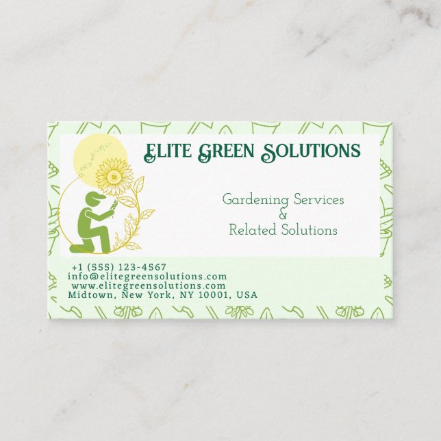 Tarjeta de presentación de soluciones de jardinerí (Anverso)