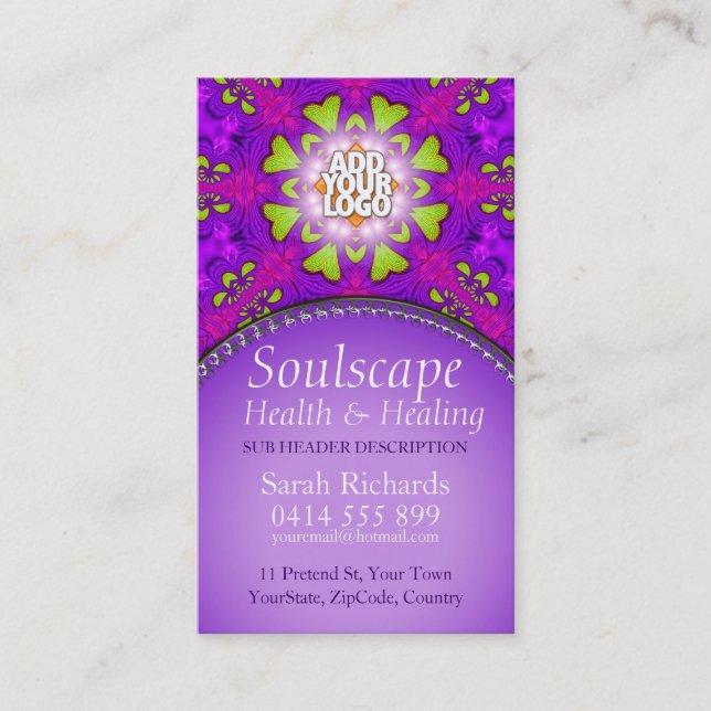 Tarjeta de presentación de Soulscape Health & Hein (Anverso)