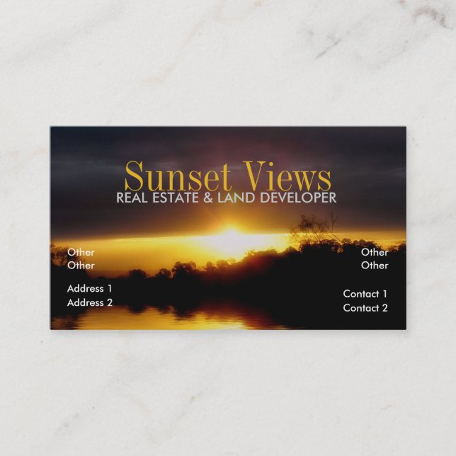 Tarjeta de presentación de Sunset Views (Anverso)