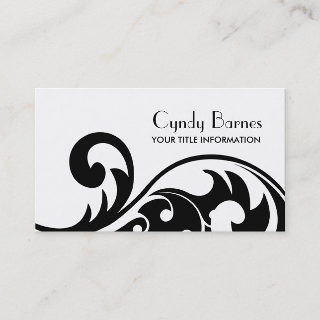 Tarjeta de presentación de Swirls en blanco y negr (Anverso)