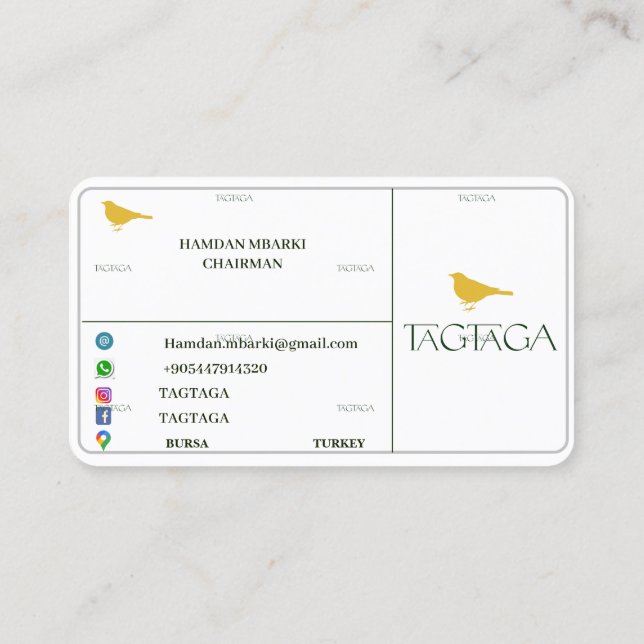 Tarjeta de presentación de TAGTAGA (Reverso)