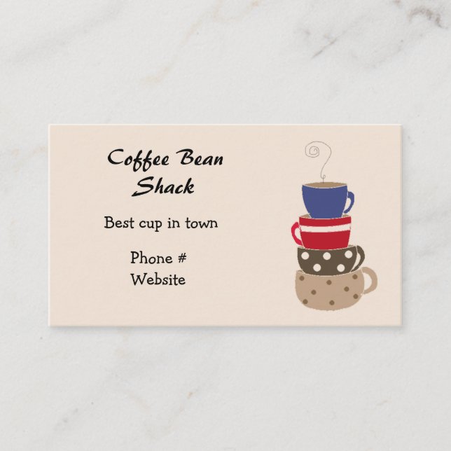 Tarjeta de presentación de tazas de café apiladas (Anverso)
