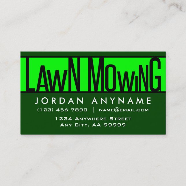 Tarjeta de presentación de texto Funky Lawn Mowing (Anverso)