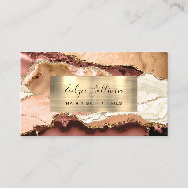 Tarjeta de presentación de tonos de melocotón y or (Anverso)