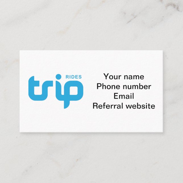 Tarjeta de presentación de TripRides (Anverso)
