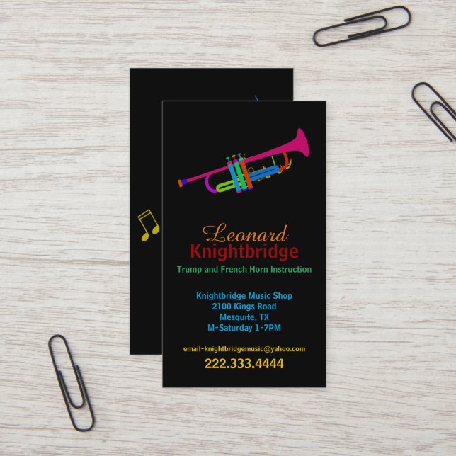 Tarjeta de presentación de Trumpet de color (Anverso/Reverso In Situ)
