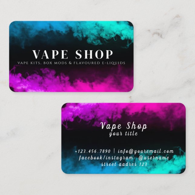 Tarjeta de presentación de Vape Shop (Anverso / Reverso)