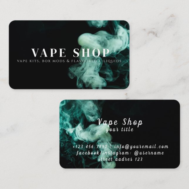 Tarjeta de presentación de Vape Shop (Anverso / Reverso)