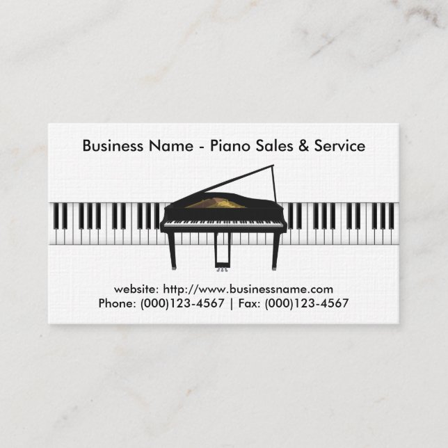 Tarjeta de presentación de venta de piano: Modelo  (Anverso)