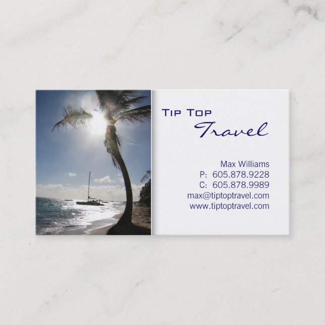 Tarjeta de presentación de viaje Palm Tree Sun Oce (Anverso)