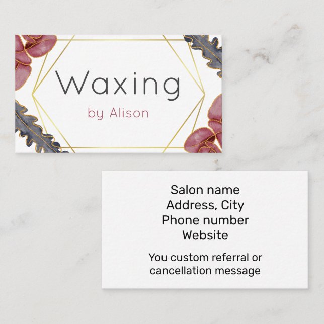 Tarjeta de presentación de Waxing (Anverso / Reverso)