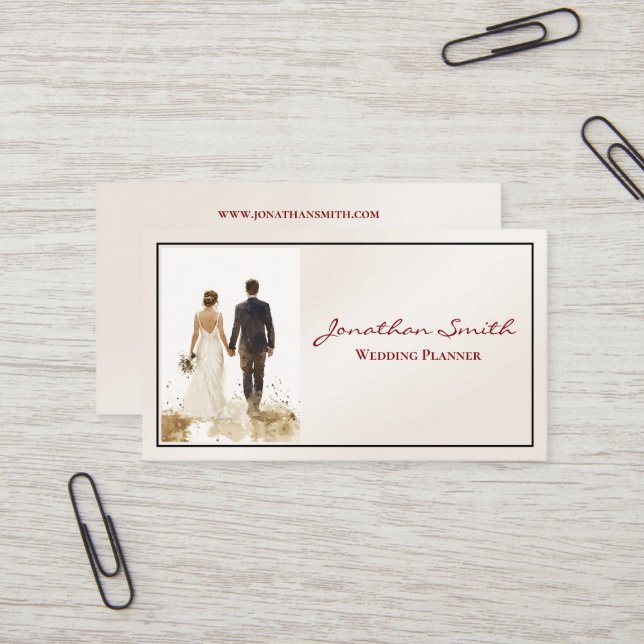 Tarjeta de presentación de Wedding Planner (Anverso/Reverso In Situ)