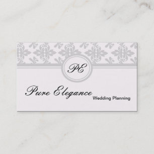 Tarjeta de presentación de Wedding Planner Damask 