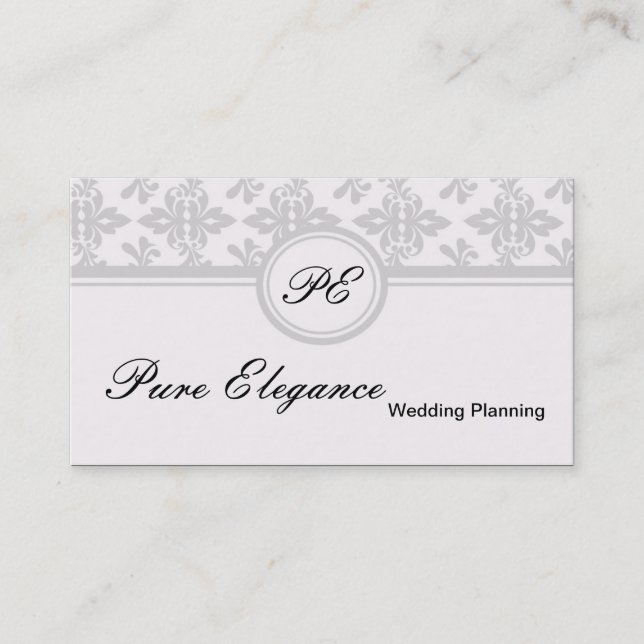 Tarjeta de presentación de Wedding Planner Damask  (Anverso)