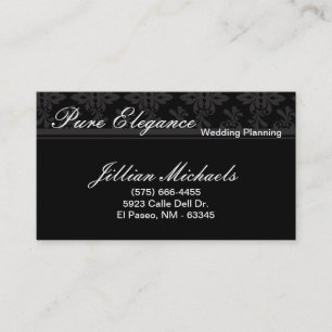 Tarjeta de presentación de Wedding Planner Damask 
