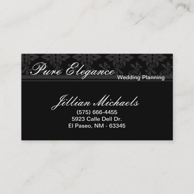 Tarjeta de presentación de Wedding Planner Damask  (Anverso)