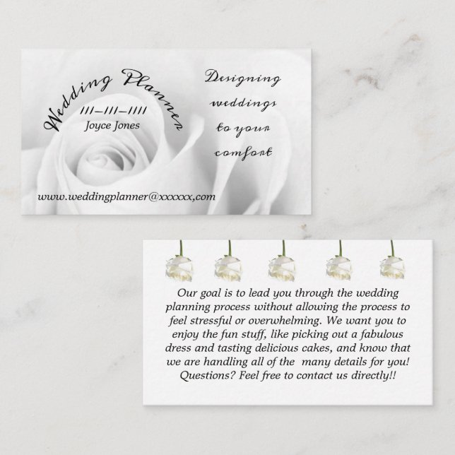 Tarjeta de presentación de Wedding Planner de 3,5" (Anverso / Reverso)