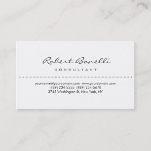 Tarjeta de presentación de White Simple Script Con