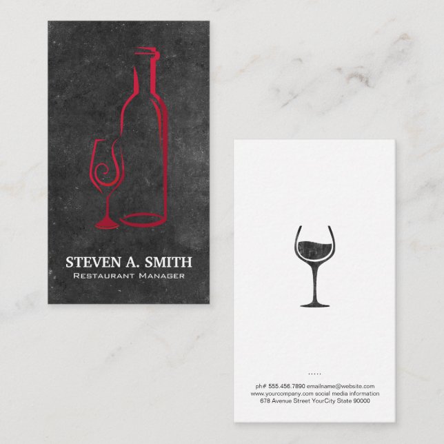Tarjeta de presentación de Wine and Cup y Slate (Anverso / Reverso)