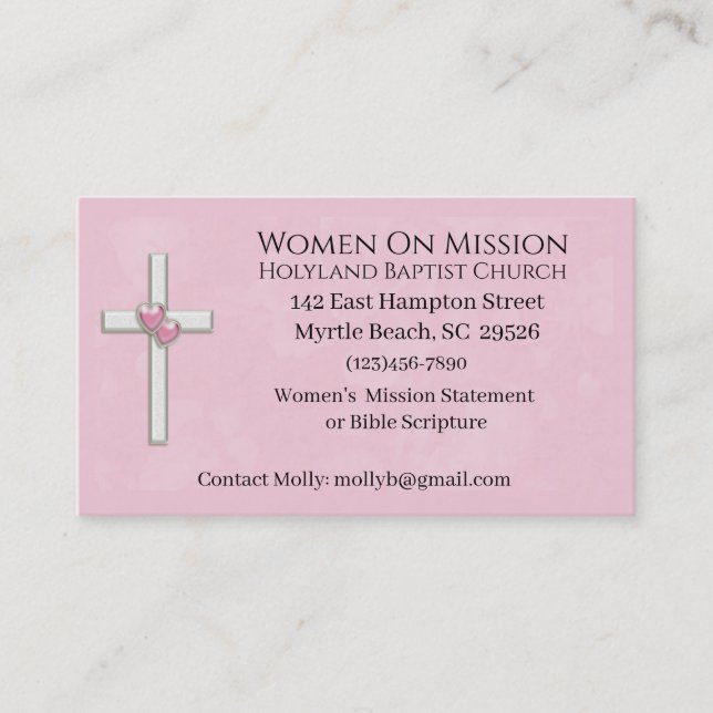 Tarjeta de presentación de Women on Mission Church (Anverso)