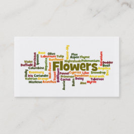 Tarjeta de presentación de Word Cloud Flowers