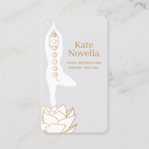 Tarjeta de presentación de yoga White Lotus Black 