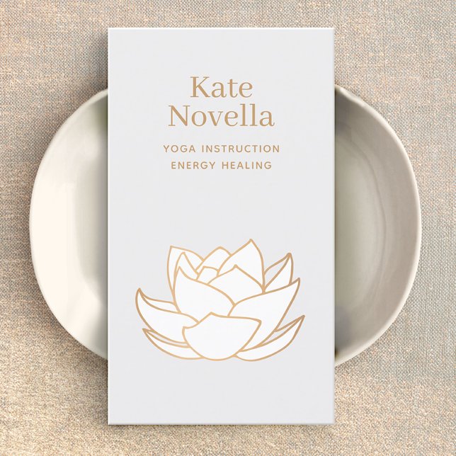 Tarjeta de presentación de yoga White Lotus Gray p (white lotus business card)