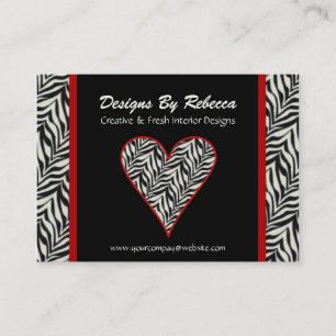 Tarjeta de presentación de Zebra Print Heart