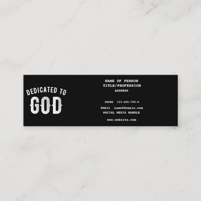 TARJETA DE PRESENTACIÓN DEDICADO A DIOS PERSONALIZABLE GUAY TEXTO BLANCO (Anverso)