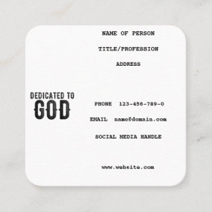 TARJETA DE PRESENTACIÓN DEDICADO A DIOS PERSONALIZABLE GUAY TEXTO NEGRO