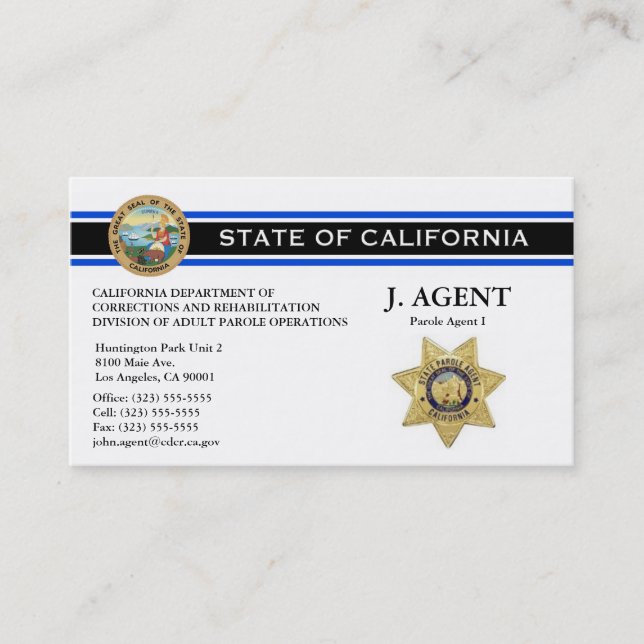 Tarjeta de presentación del agente de libertad con (Anverso)