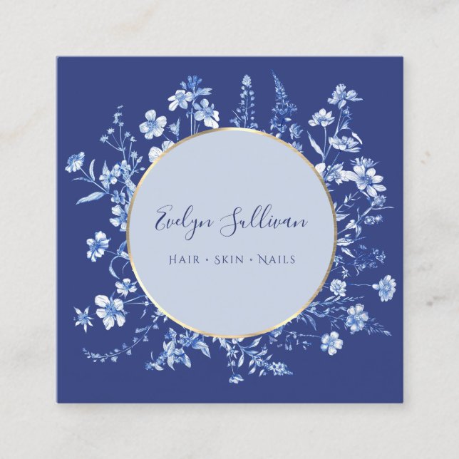 Tarjeta de presentación del círculo dorado de flor (Anverso)