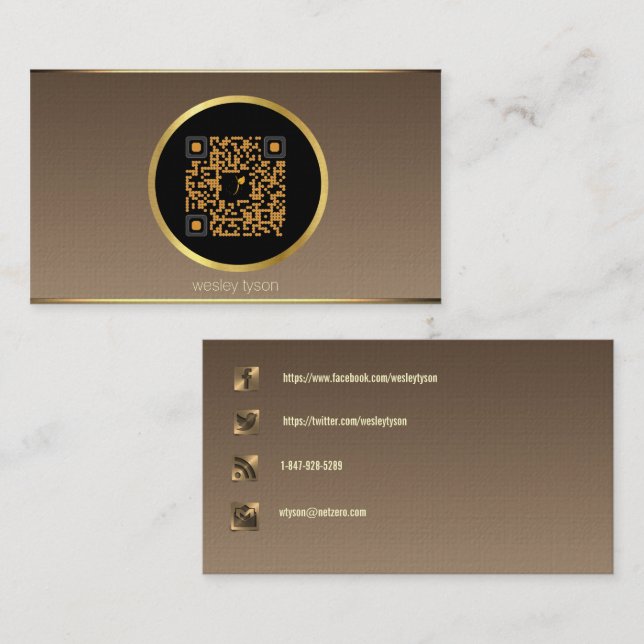 tarjeta de presentación del código qr en medios so (Anverso / Reverso)