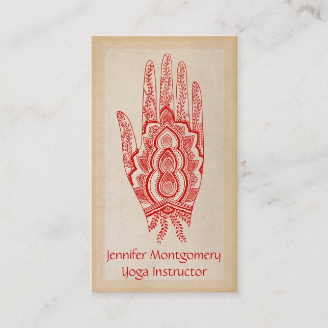 Tarjeta de presentación del instructor de yoga roj (Anverso)